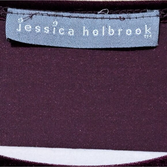 Jessica Holbrook velvet top shirt plum eggplant native aztec geometric print S/M - Picture 3 of 8